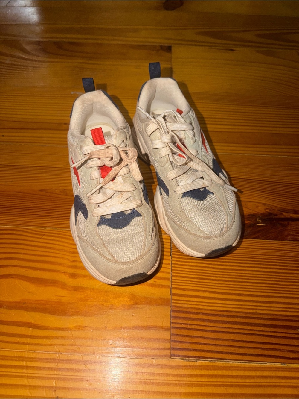 Avia Kids Beige Sneakers with Navy and Red Accents